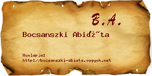 Bocsanszki Abiáta névjegykártya